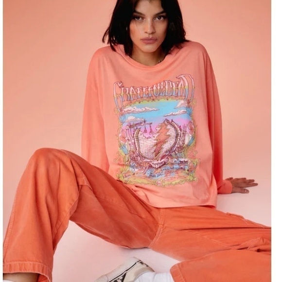 The Grateful Dead Daydreamer Women's Merch Long Sleeve T-Shirt In Coral - Picture 5 of 16